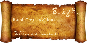 Burányi Ákos névjegykártya
